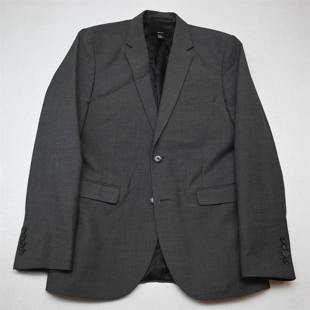 H&M 36R 30x32 Gray Stretch Regular Fit Mens Jacket Pants Suit